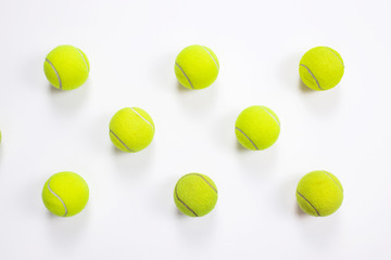 Wall Mural - Tennis balls isolated background. Top view