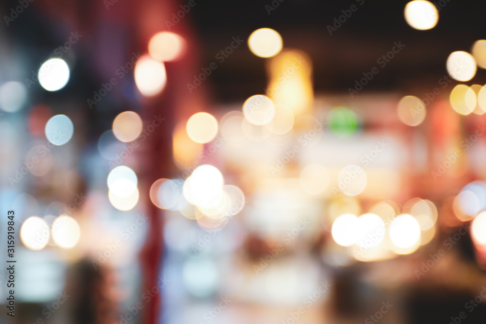 abstract blur bokeh light background in shopping mall - obrazy, fototapety, plakaty 