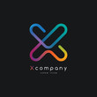 Colorful gradient X letter initial logo template vector, modern app, tech branding design