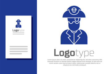 Sticker - Blue Pirate captain icon isolated on white background. Logo design template element. Vector Illustration