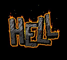 Wall Mural - Vintage fiery Hell inscription concept