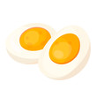 Hard boiled egg halves flat vector illustrations