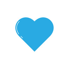 Blue Heart Flat Vector Icon Isolated On A White Background.Heart Icon For Web And Mobile.Valentine's Day Icon.