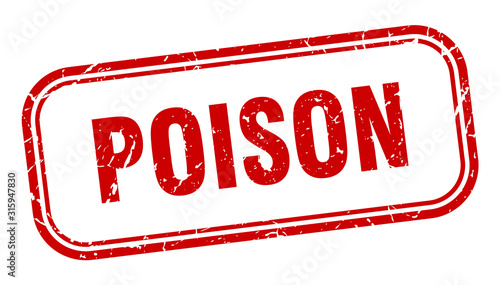 Cuadros en Lienzo poison stamp. poison square grunge red sign