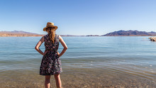 Young Woman At Lake Mead National Recreation Area In Nevada, USA