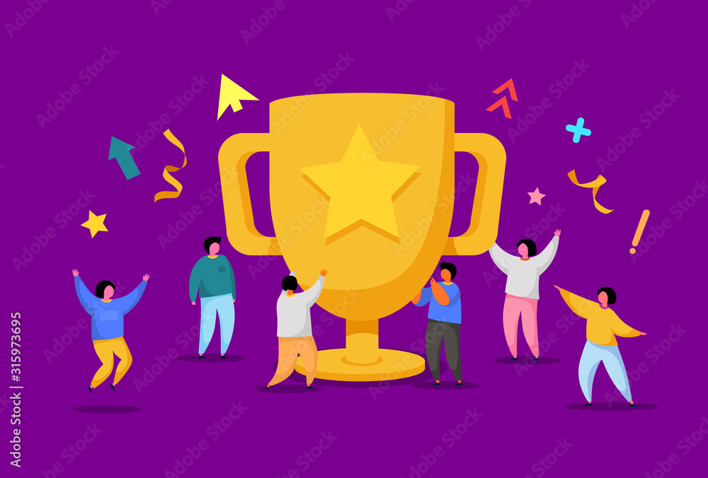 Business Team Success, Achievement Concept. Flat People Characters with ...