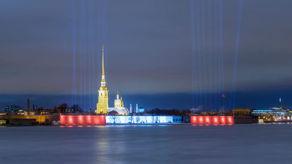 Wall Mural - Night view of the Peter and Paul Fortress in St. Petersburg