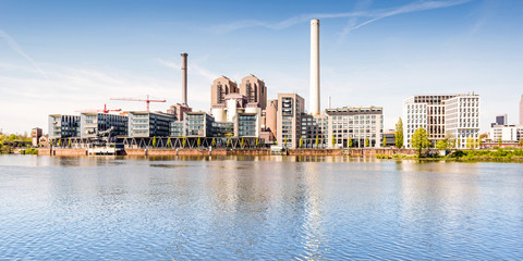 Fototapete - Westhafen und Heizkraftwerk in Frankfurt am Main, Deutschland