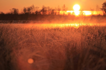 natural landscape with sunrise and sunset