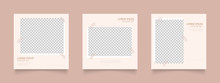 Simple Editable Social Media Post Banner For Fashion Sale Promotion. Brown White Color Square Frame Poster. Vector Illustration.