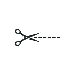 Poster - Scissors cut line icon template color editable. Scissors cut line symbol vector sign isolated on white background illustration for graphic and web design.