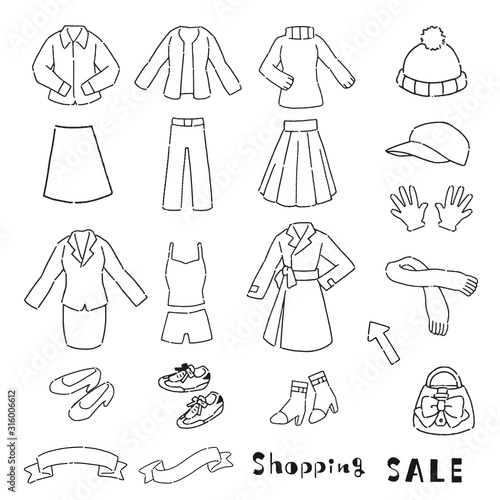 手書き 女性の服やカバンのイラスト素材セット Stock Vector Adobe Stock 手書き 女性の服やカバンのイラスト素材セット Stock Vector Adobe Stock