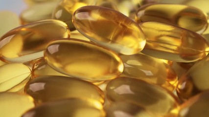 Wall Mural - Omega 3 vitamin gel capsules or Fish Oil, Cod liver oil medicines, macro shot close-up