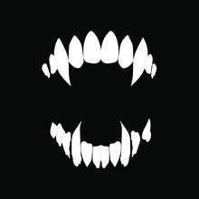 Vampire Teeth Vector Isolated On Black Background