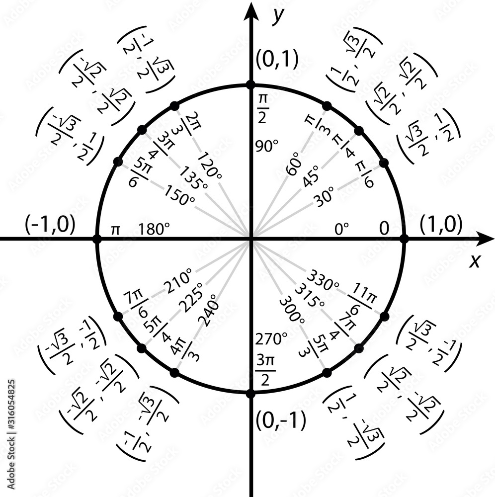 Trigonometric Functions On The Unit Circle Stock Vector Adobe Stock