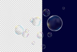 Fototapeta  - Realistic soap bubbles with rainbow reflection set isolated vector illustration