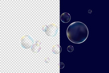 Realistic Soap Bubbles With Rainbow Reflection Set Isolated Vector Illustration