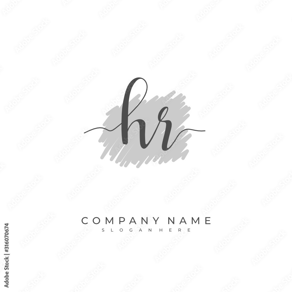 H R Logo Cursive Handwritten initial letter H R HR for identity and logo. Vector logo ...