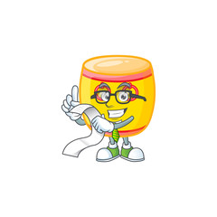 Sticker - A funny cartoon character of chinese gold drum with a menu