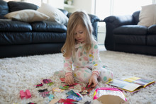 Girl Playing With Paper Dolls Living Room Rug