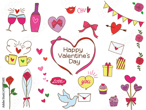 バレンタインデー おしゃれ 手描き 線画 素材 イラスト セット Buy This Stock Vector And Explore Similar Vectors At Adobe Stock Adobe Stock
