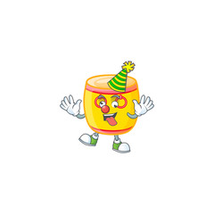 Wall Mural - Funny Clown chinese gold drum cartoon character mascot design