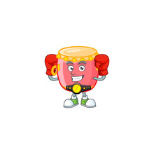 Happy Face Boxing Chinese Red Drum Cartoon Character Design