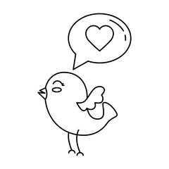 Poster - cute bird and speech bubble with heart