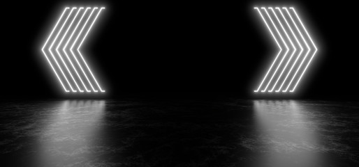 beautiful composition of white neon lights on a black background. 3d rendering image.