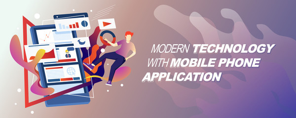  modern mobile phone application with banner concept