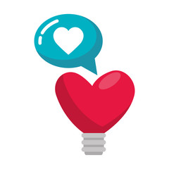 Wall Mural - light bulb in shape heart with speech bubble