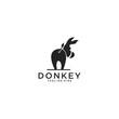 crazy donkey silhouette logo vector download
