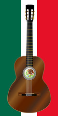 Poster - Spanish Acoustic  Guitar On Mexico Flag Colors