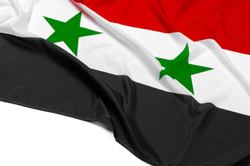 Wall Mural - Photo of fabric Syria flag close up