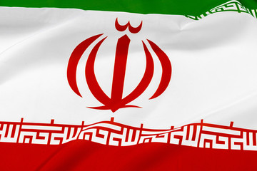 Wall Mural - Photo of fabric flag of Iran close up