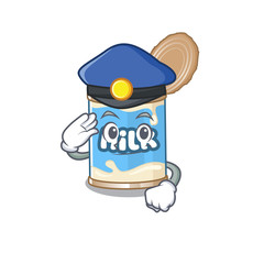 Wall Mural - Condensed milk Cartoon mascot performed as a Police officer