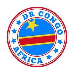 Wall Mural - DR Congo sign. Round country logo with flag of DR Congo. Vector illustration.