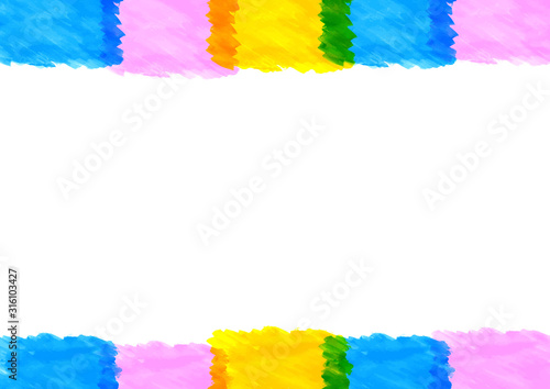 青ピンク黄色のカラフルポップな水彩画フレーム枠 Vector De Stock Adobe Stock