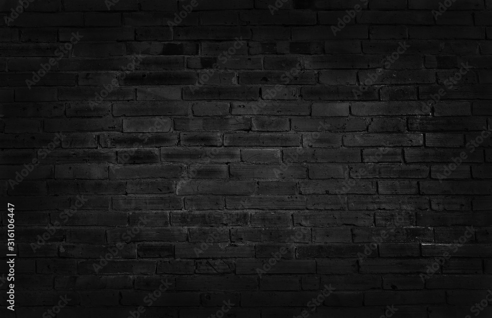 Dark black grunge brick wall texture background with old dirty and ...