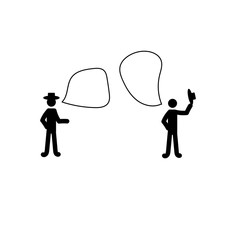 Wall Mural - Two stick man talking Speech bubbles Isolated on a white background