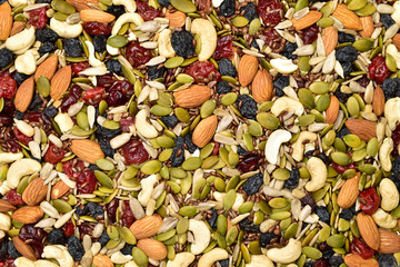 Trail mix nuts texture background 