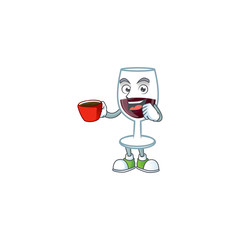 Poster - cartoon character of red glass of wine with a cup of coffee