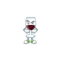 Poster - Red glass of wine mascot cartoon character style with Smirking face