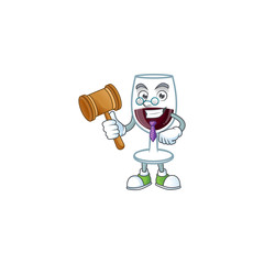 Poster - Smart Judge red glass of wine in mascot cartoon character style