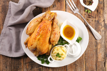 Poster - roasted chicken , mashed potato and sauce