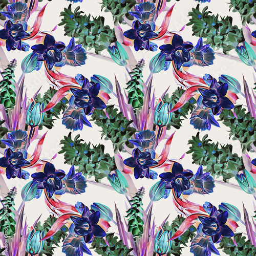 Spring flowers seamless pattern with hyacinths.
