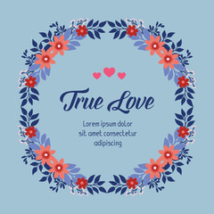 Unique shape of leaf and flower frame, for romantic true love invitation card template design. Vector