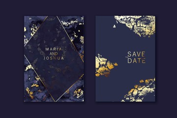 Wall Mural - Modern card design. Marble texture. Gold, black colors brochure, flyer, wedding invitation template.