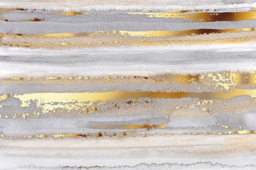 Wall Mural - Luxury grey watercolor and gold texture background. Abstract hand drawn art.