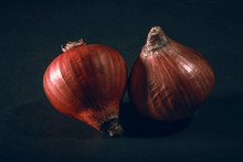 Onions On Black Background